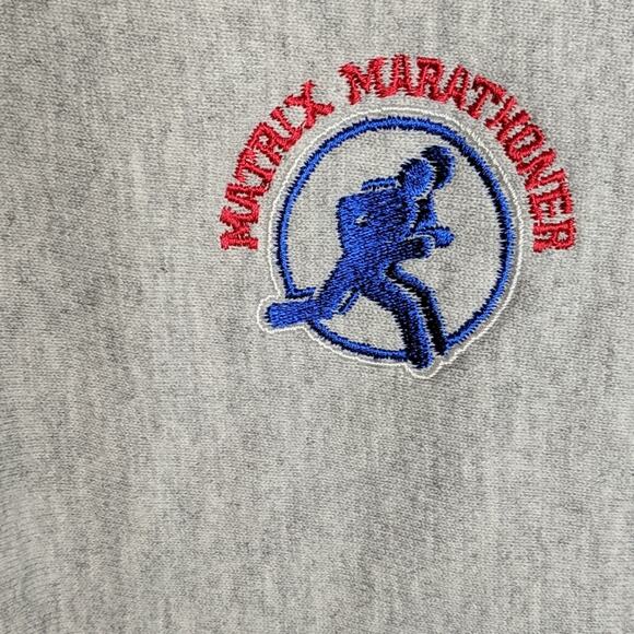 Vintage 90's Champion Reverse Weave Sweatshirt Matrix Marathoner Logo Large - Picture 5 of 8